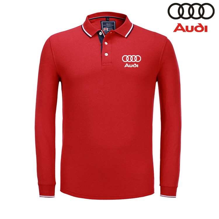 Polo Manche Longue Audi Homme 2022 Col Contrasté Coton Col Boutonné Regular Fit